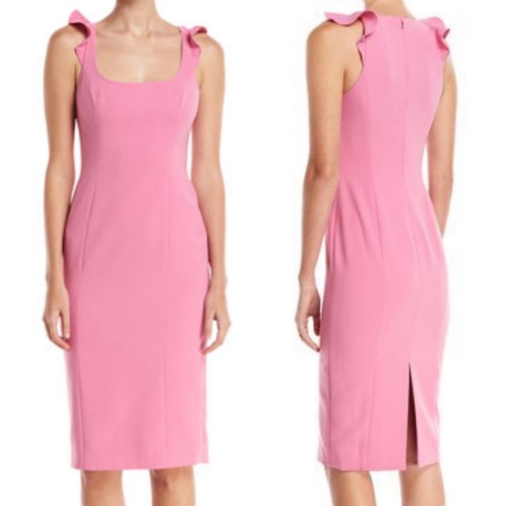 Jay Godfrey Mauve Pink Marois Ruffle Strap Sleeveless Sheath Midi Dress Sz 2